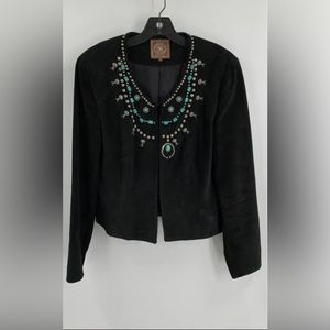 Vintage Double D Ranch Suede Blazer Jacket with Squash Blossom/ Naja accent